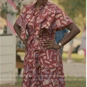 Sika Red and Cream Patterned Midi Dress